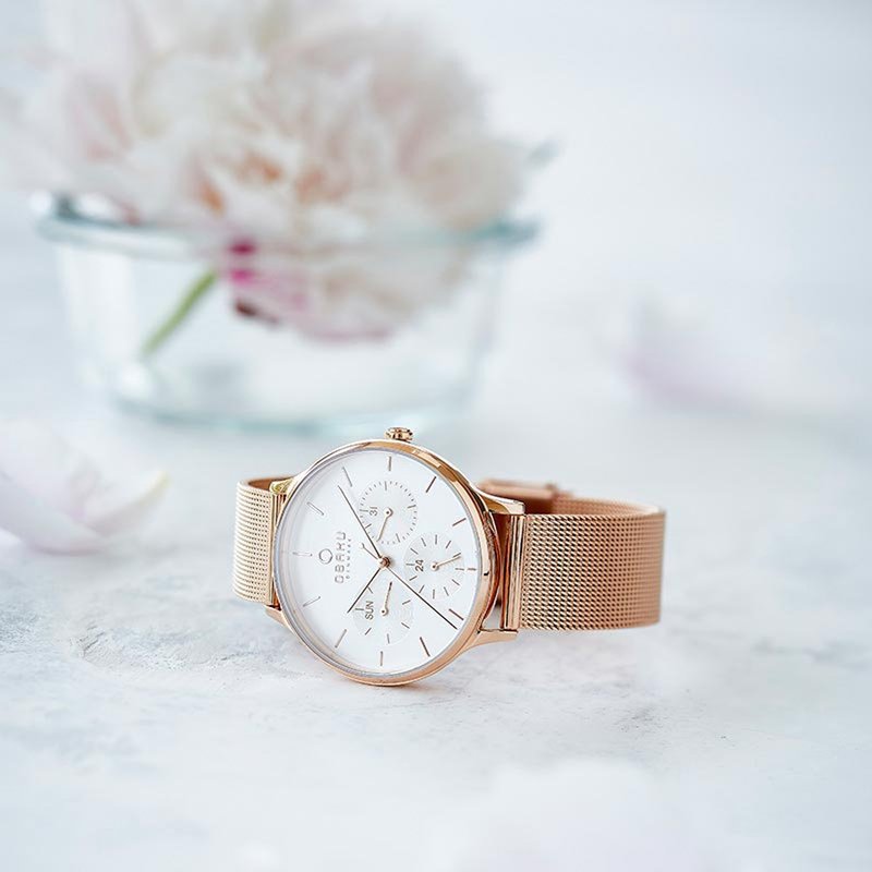 OBAKU 丹麥潮流三眼時尚金屬米蘭帶女錶-V212LMVIMV-34MM - 女錶 - 不鏽鋼 