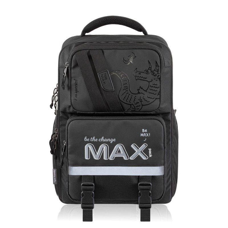 MAX Inspiration Series Ultra-Lightweight Spine-Protecting Backpack Pro 2S - Black Dragon Beast Foldable Version, Laptop Compatible - กระเป๋าเป้สะพายหลัง - วัสดุกันนำ้ สีดำ