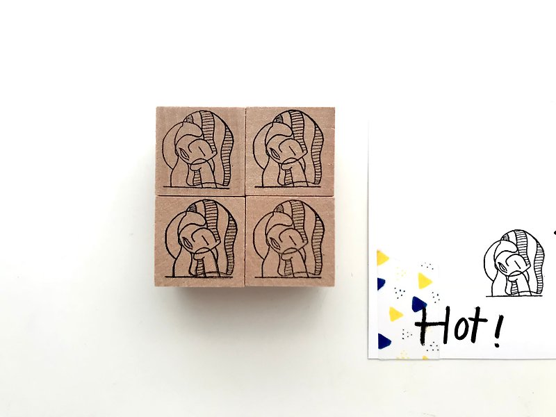 Hot! Pessimistic Girl Rubber Stamp - Stamps & Stamp Pads - Wood 