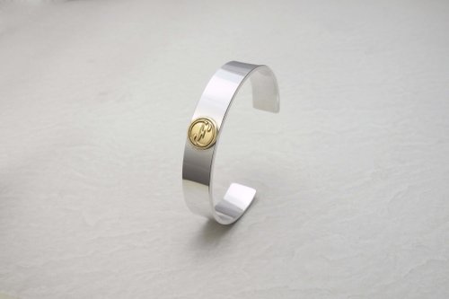 925 silver Bangle with 18k gold Anviology logo tag