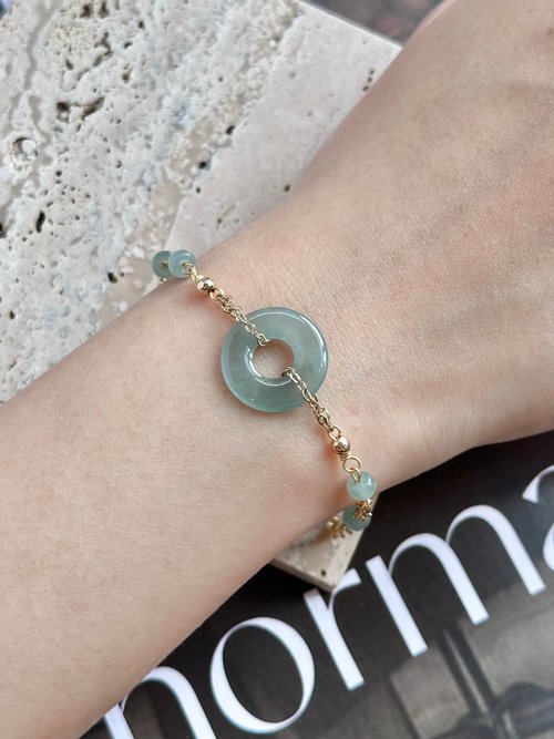 翡翠設計館 / 賞翠•玩翠 EXE Jewelry 高冰藍水平安扣手鍊 |天然瓜地馬拉翡翠