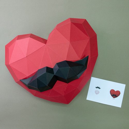 問創 Ask Creative DIY手作3D紙模型 禮物 掛飾 節慶系列-鬍子大愛心組合