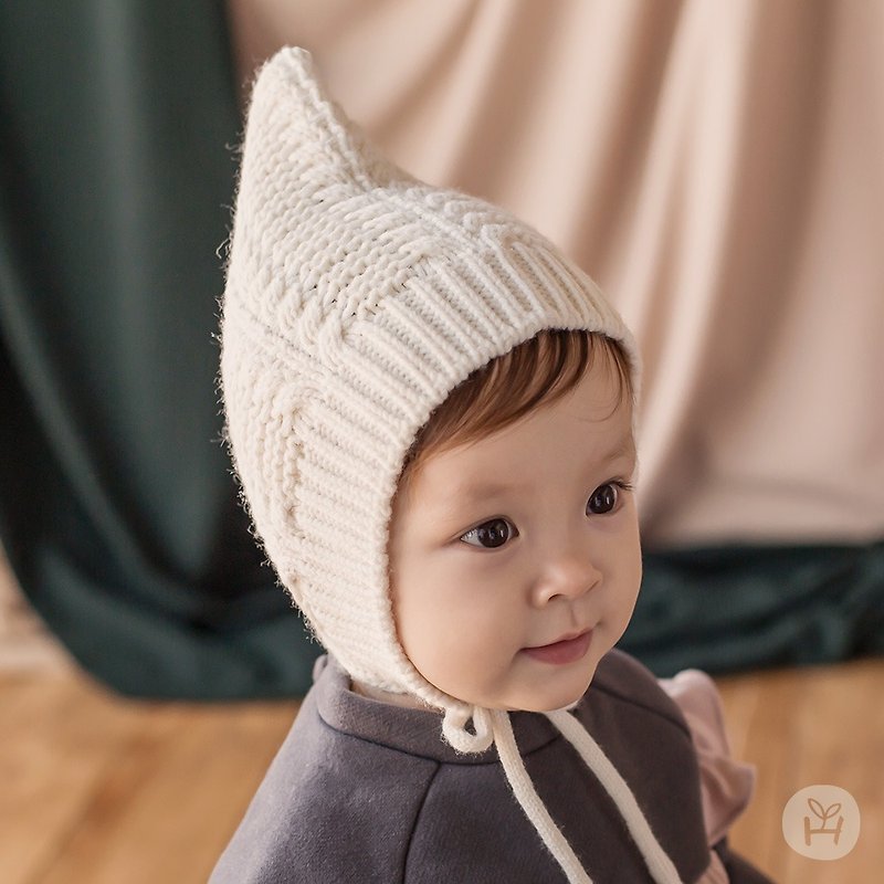 Happy Prince韓國製 Loria毛線針織精靈保暖嬰兒帽 寶寶帽 童帽 - 嬰兒帽子/髮帶 - 棉．麻 多色