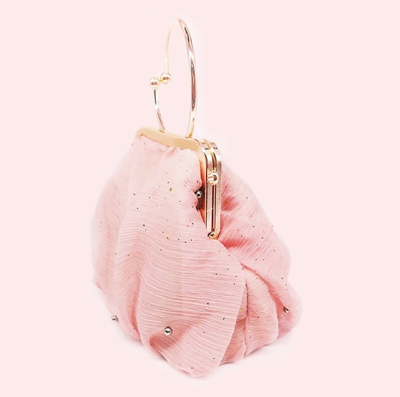 Fat Dudu Princess Wrinkled Yarn Handmade Messenger Bag Gold Gift Gift Travel - Messenger Bags & Sling Bags - Cotton & Hemp Pink