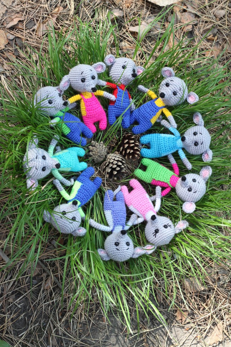 Crochet mouse 3,9 inch, Crochet mouse Stuffed toy, mouse toy,  knitted mouse - 寶寶/兒童玩具/玩偶 - 羊毛 