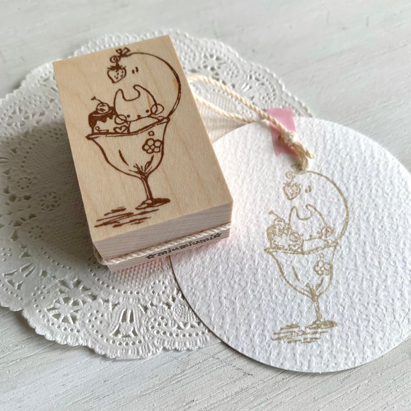 Rabbit Mochi Ice Pudding Parfait Stamp - Stamps & Stamp Pads - Rubber 