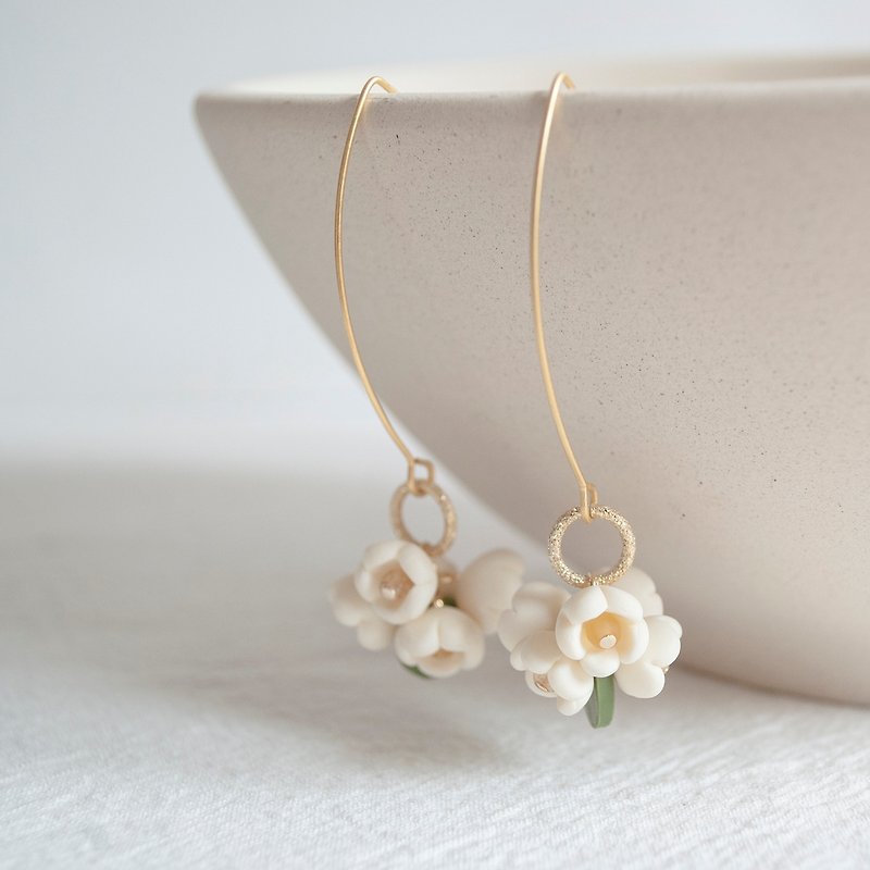 teatime Frangipani scented afternoon tea 2 earrings and ear clips - Earrings & Clip-ons - Clay White