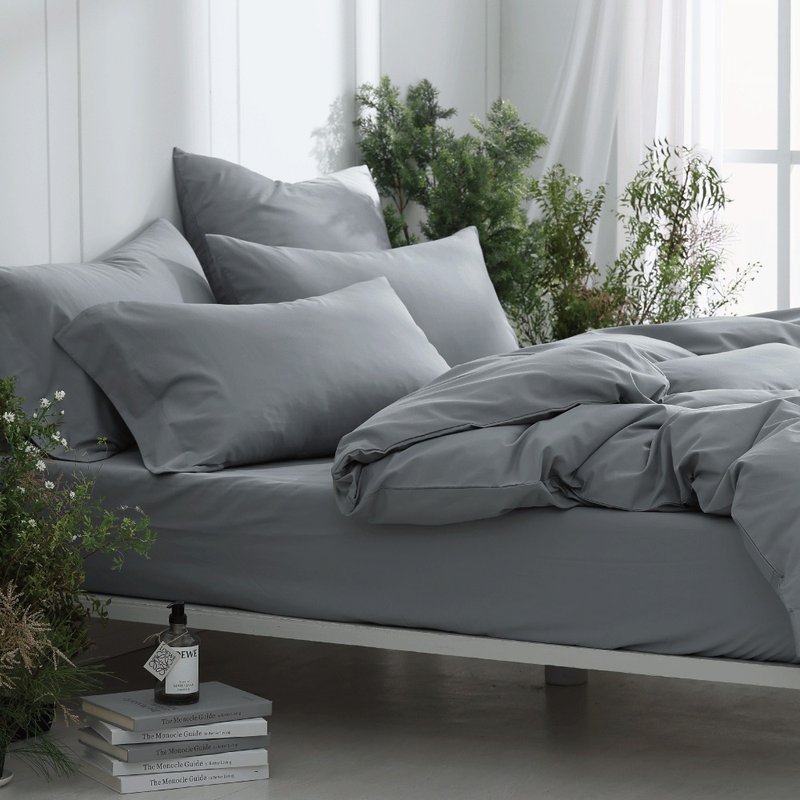 Good Relationship HAOKUANXI | Night Gray Iron Tower-Soft Long Fiber Cotton Bed Bag Pillow Cover Set - เครื่องนอน - วัสดุอีโค สีเทา