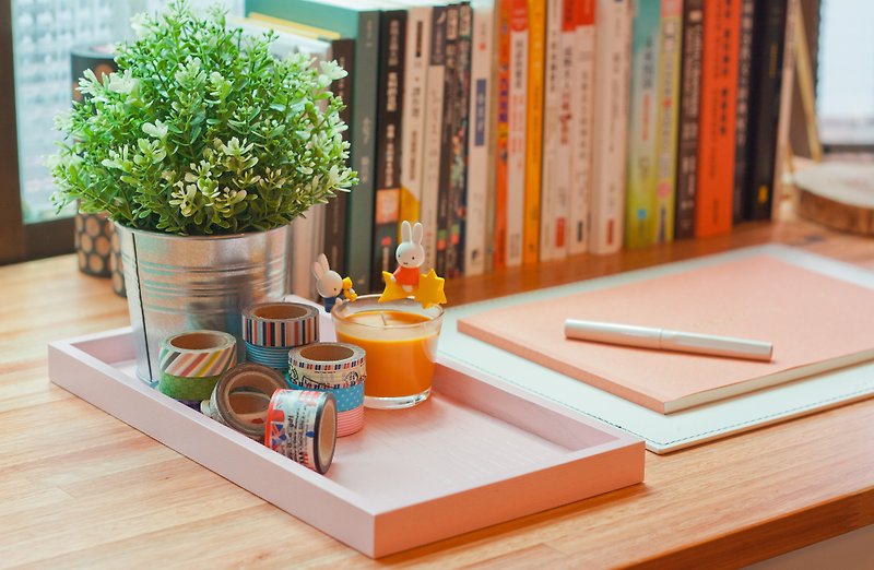 【木製トレイ】 -ピンク-tray-storage tray-gift - まな板・トレイ - 木製 ピンク