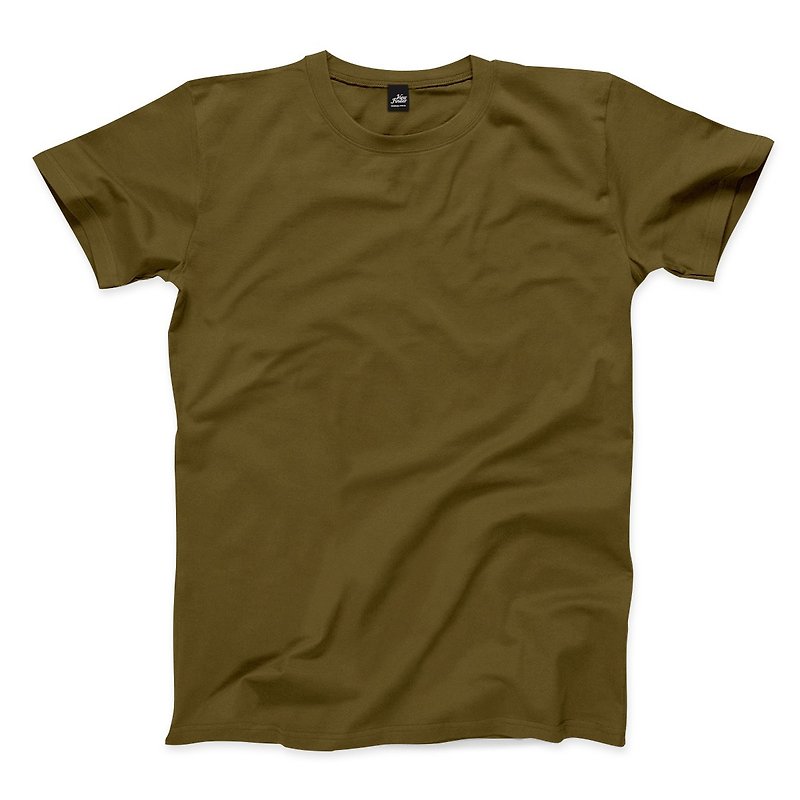 ニュートラルプレーン半袖Tシャツ-アーミーグリーン - Tシャツ メンズ - コットン・麻 グリーン
