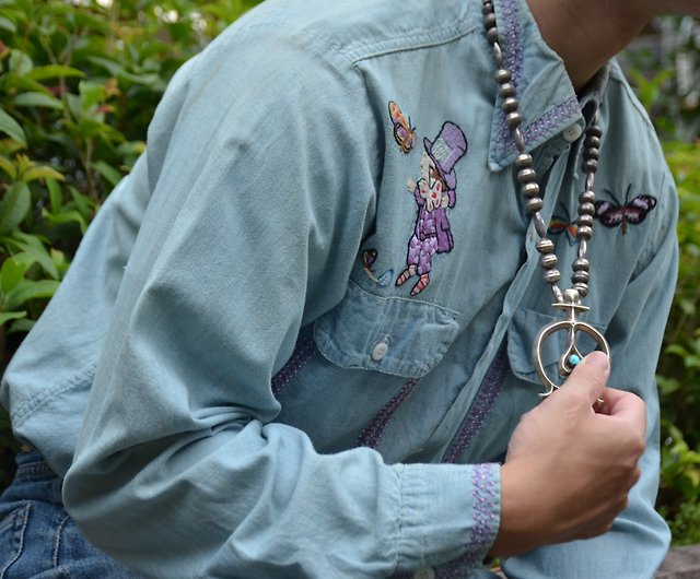 Vintage 70s Embroidered Chambray Shirt Hand Embroidered Hippie Shirt - Shop  headxlover Vintagestore Men's Shirts - Pinkoi