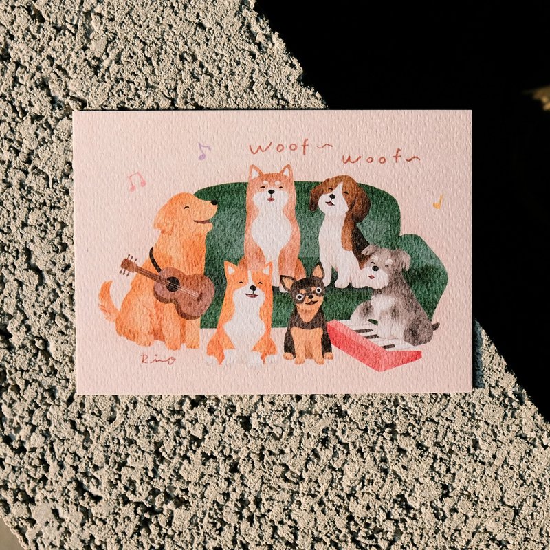 Postcard 500 Thick Pounds - Dogs Sing Together - การ์ด/โปสการ์ด - กระดาษ ขาว