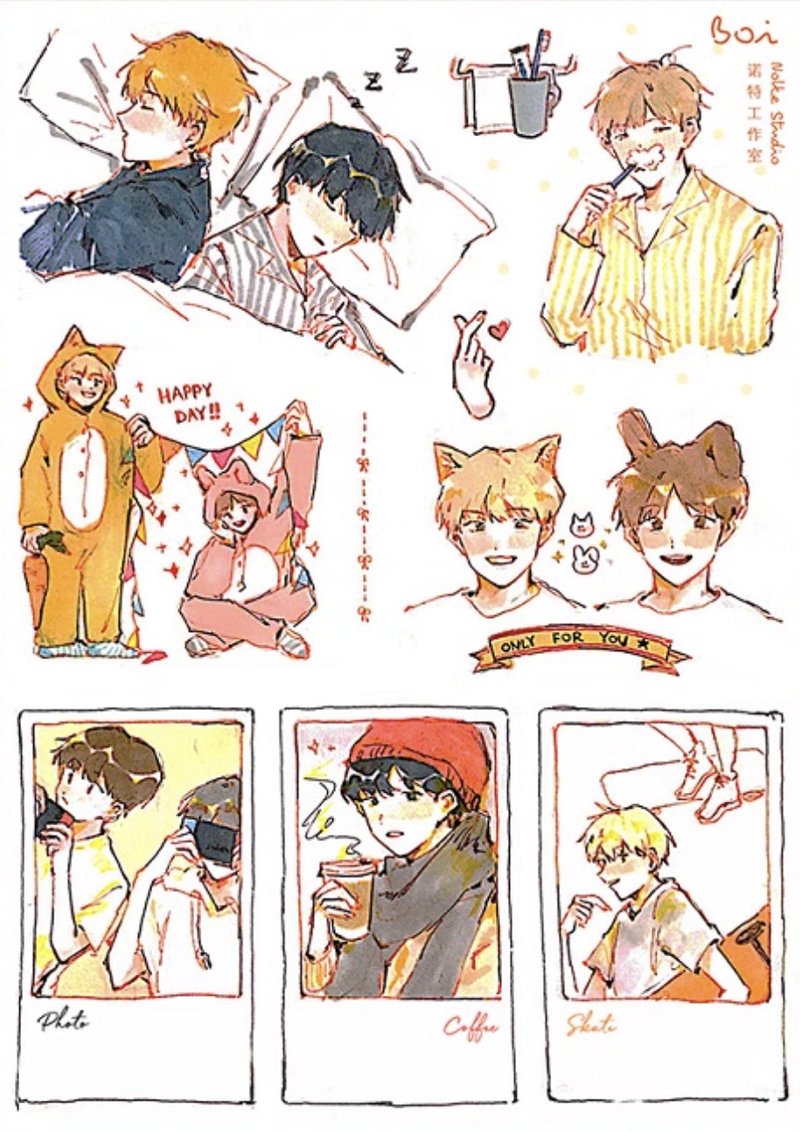 Boi 男の子 塩顏繪畫 和紙貼紙 套組 - 紙膠帶/和紙/PET - 其他材質 多色