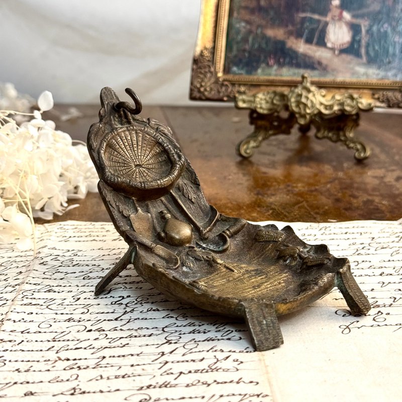 * 50830-稀有19世紀法國古董青銅懷錶座/飾品托盤 - 擺飾/家飾品 - 銅/黃銅 