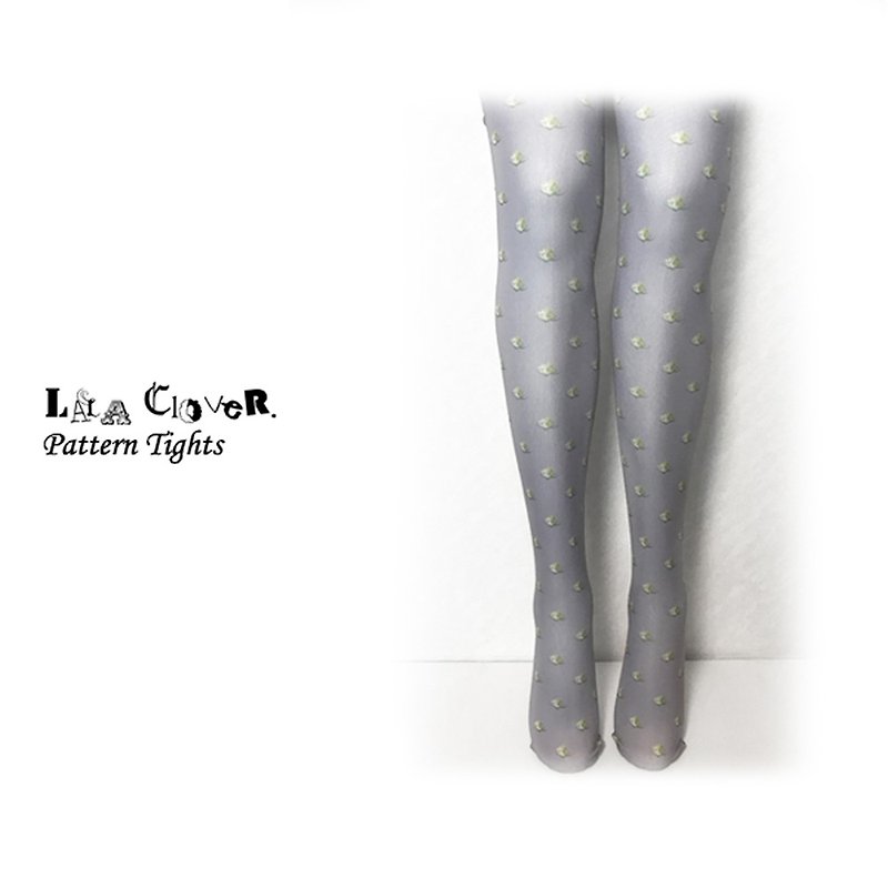 CRAZY FLOWER DOT handle (gray) Pattern Tights / Fashion / Stocking / flower - Other - Faux Leather Gray