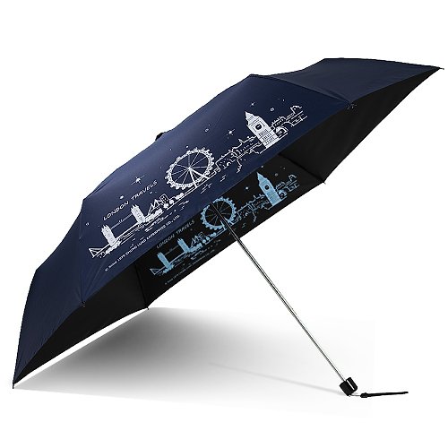 TDN 雙龍倫敦超細黑膠蛋捲傘三折傘抗UV鉛筆傘晴雨傘兒童傘(海軍藍)