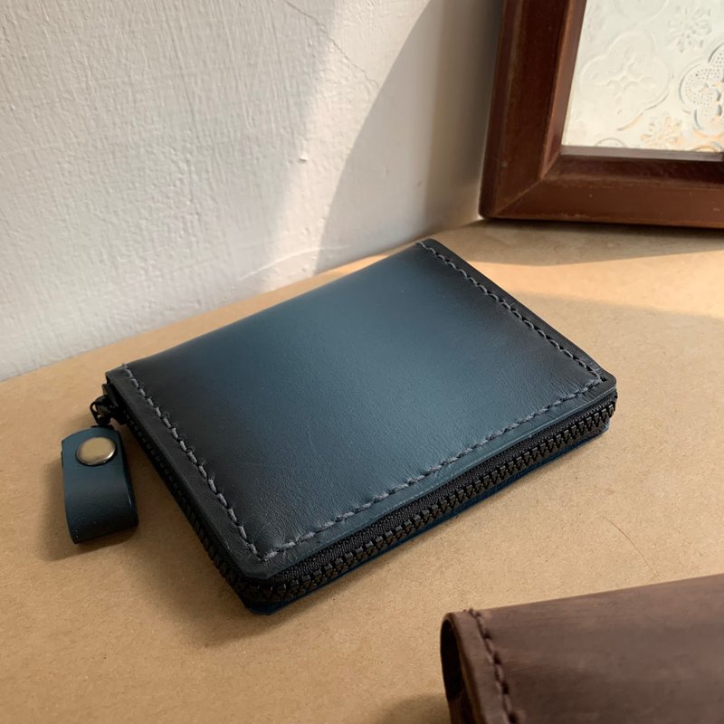 4卡層ㄇ型拉鍊錢包 - 純手工真皮製作 - 零錢包/小錢包 - 真皮 