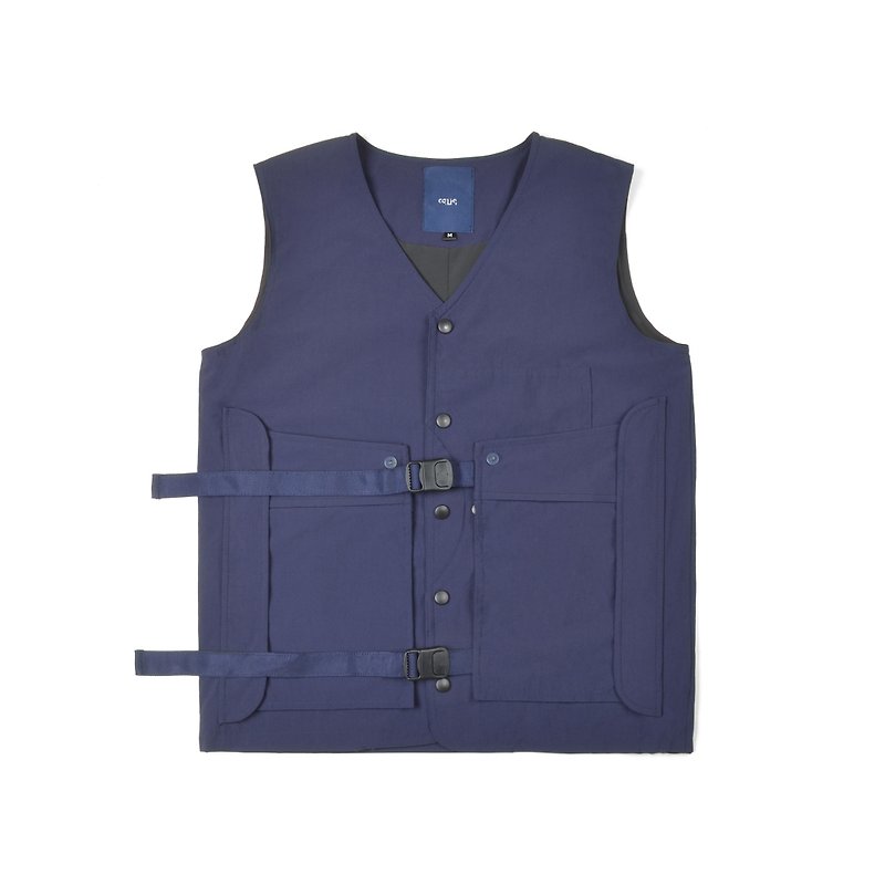 oqLiq - AdHeRe - Demolition pocket door tooling vest (blue) - เสื้อกั๊กผู้ชาย - เส้นใยสังเคราะห์ สีน้ำเงิน