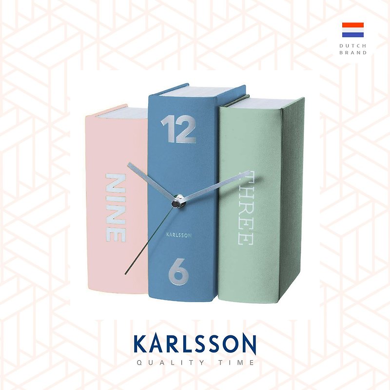 荷蘭Karlsson 書本形枱鐘 Table clock Book pastel tones paper - 時鐘/鬧鐘 - 紙 多色