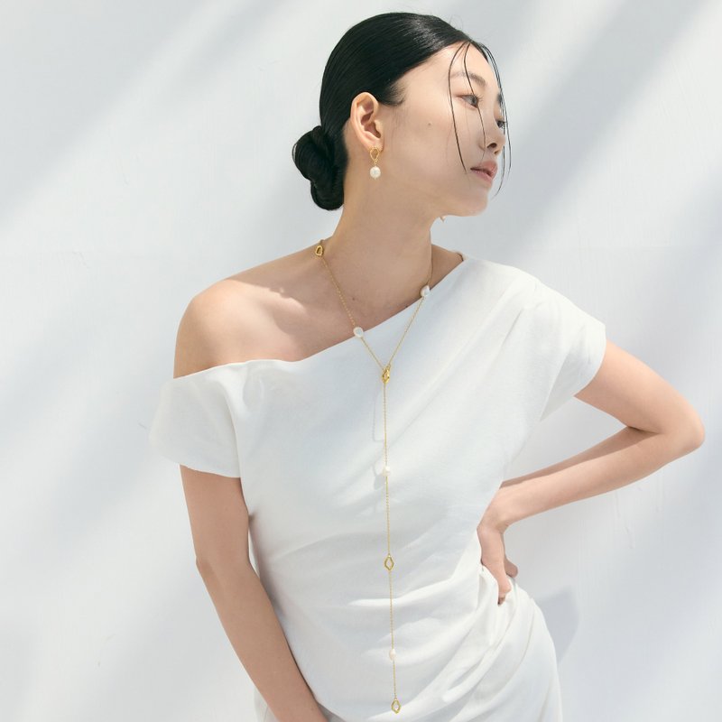 【NEW新品上市】渦息。巴洛克珍珠長項鍊 - 項鍊 - 不鏽鋼 金色