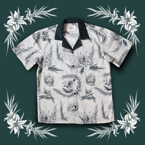 Tales and Wonders The Ugly Duckling Bowling Shirt Toile Beige