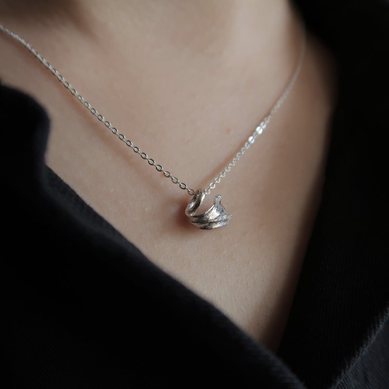 Forest type 925 sterling silver swan antler fern necklace clavicle chain long chain free gift packaging - สร้อยคอ - เงินแท้ สีใส