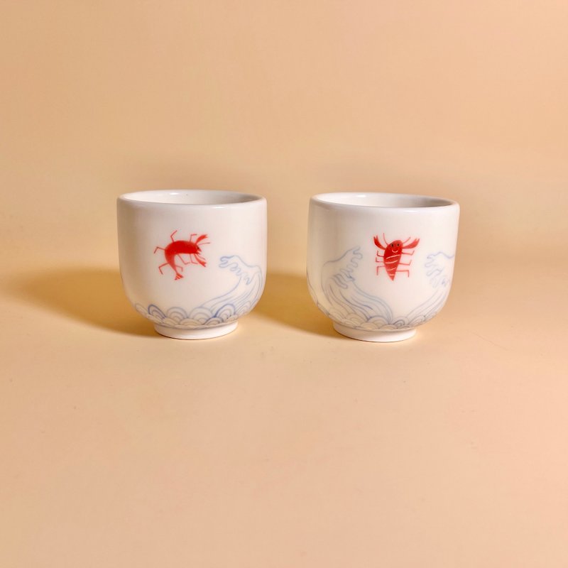 Small Lobster Porcelain Cups (Pair of Cups)
