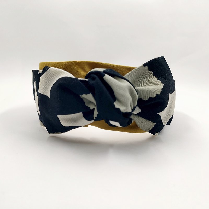 Petitbebe Japanese Contrast Color Floral Bow Headband - Hair Accessories - Cotton & Hemp Yellow
