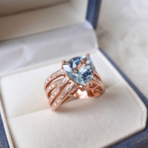 NOW jewelry 精緻切工 託帕石 柔美玫瑰金 純銀戒 設計師訂製款 優雅知性 禮物
