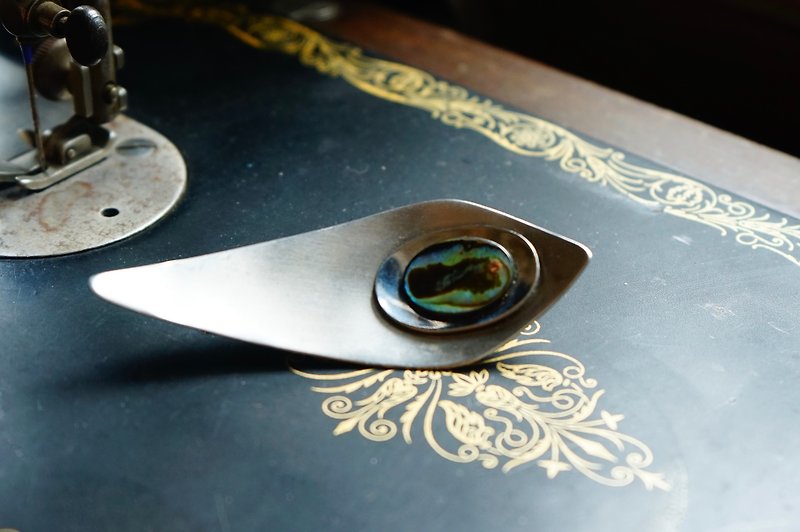 Agate stone brooch - เข็มกลัด - เงินแท้ สีเงิน