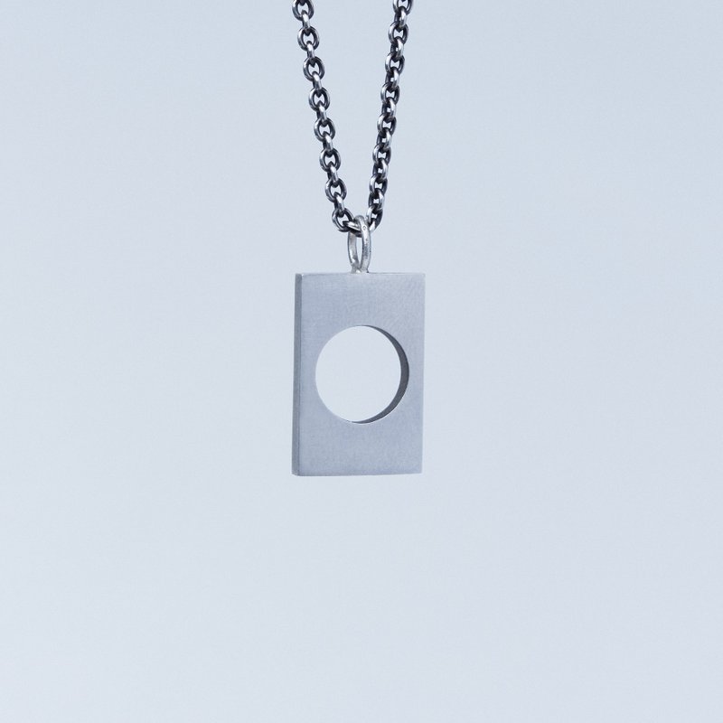 Void block pendant - Necklaces - Sterling Silver Silver