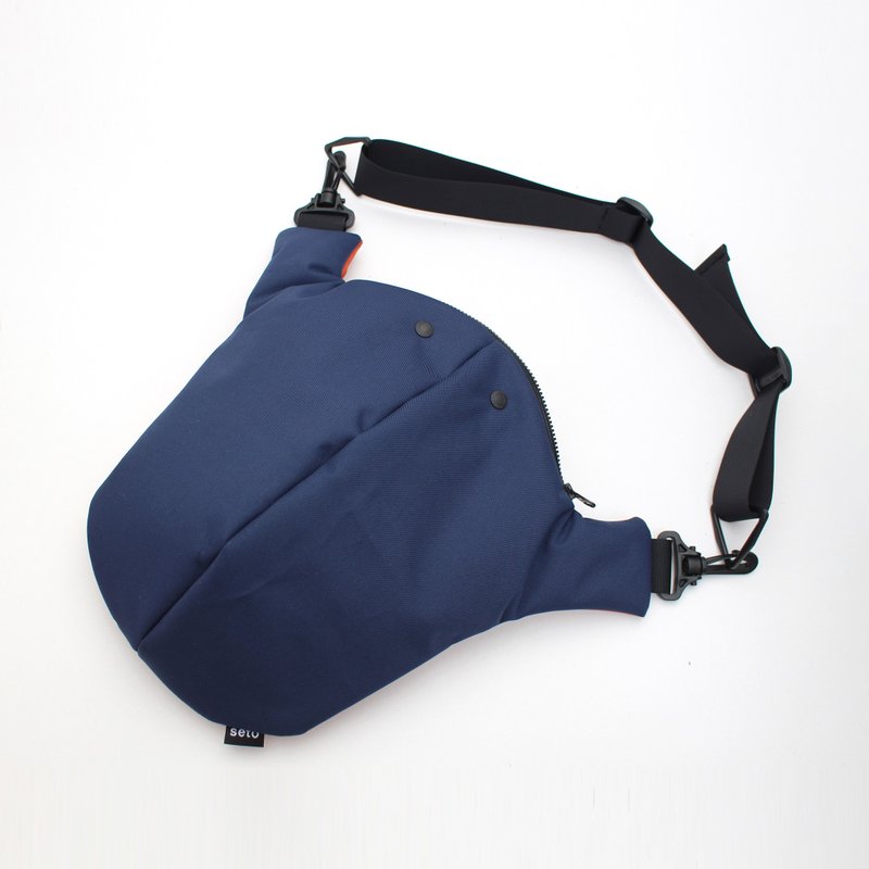 seto / creature bag / XLarge / O-sagari / Navy Orange - 側背包/斜背包 - 聚酯纖維 藍色