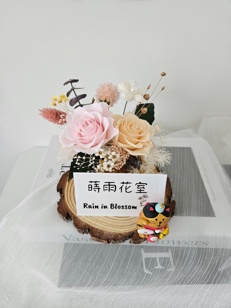 永生花招財貓名片座 開幕花禮 祝賀花禮 - 乾燥花/永生花 - 植物．花 多色