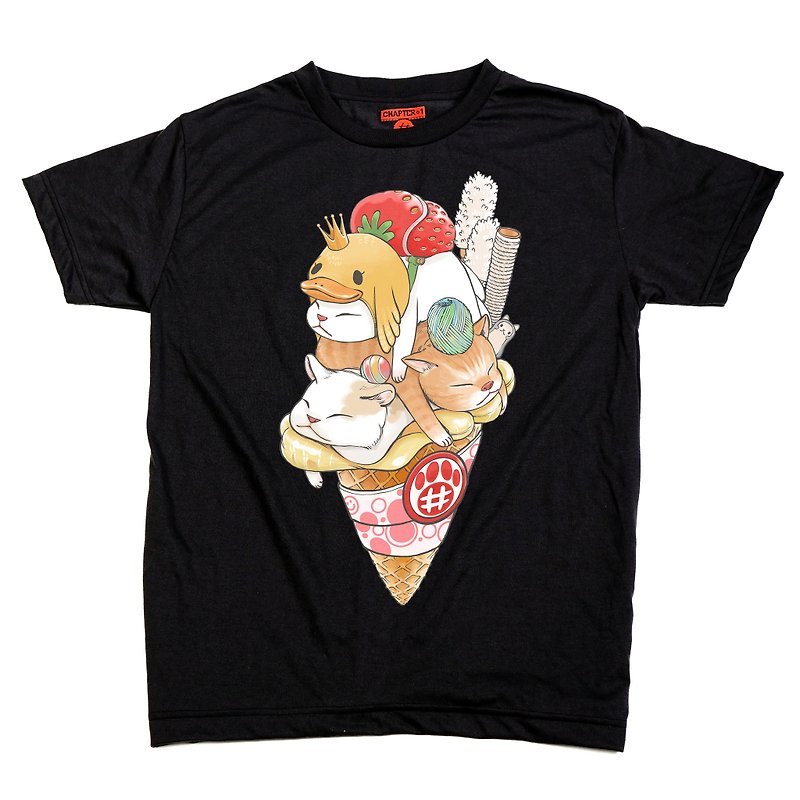 Cotton & Hemp Men's T-Shirts & Tops White - Ice cream cone  cat soft unisex men woman  Chapter One T-shirt