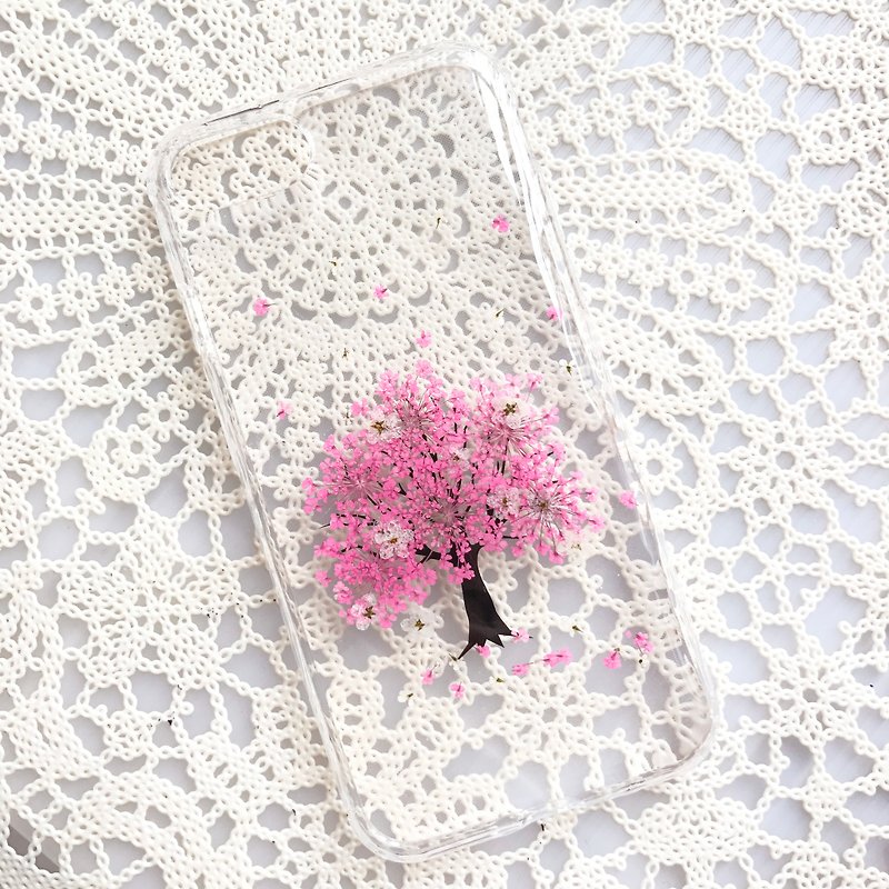 植物．花 手機殼/手機套 粉紅色 - iPhone 7 手機殼 Handmade Pressed Flowers Case 押花 乾燥花 樹 粉紅壓花 006