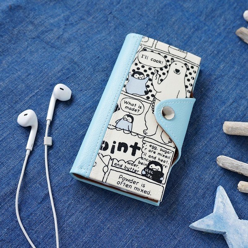 白くまエプロン　iPhone6plus/6ｓplus/7plus　手帳型スマホケース【水色】 - スマホケース - 防水素材 ブルー