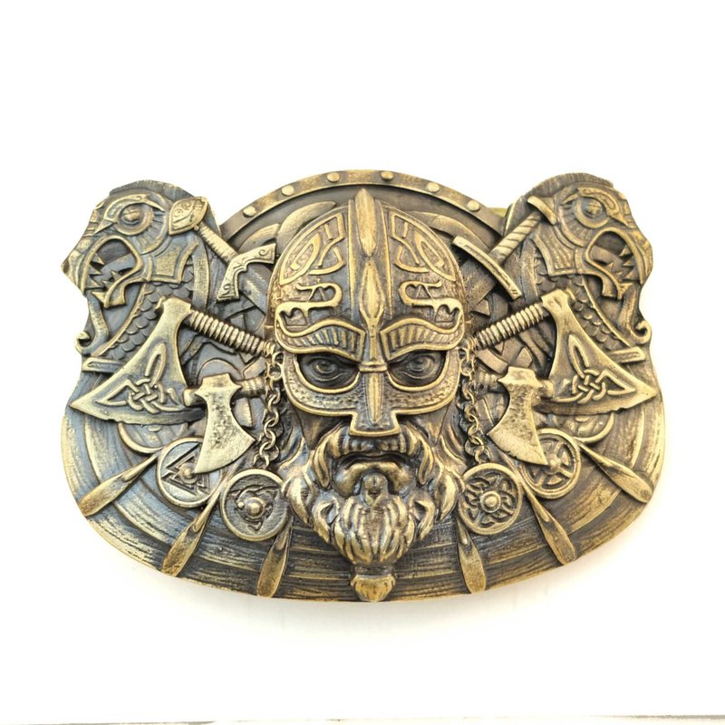 Viking soild brass belt buckle, Norse warrior belt - 皮帶/腰帶 - 其他材質 金色