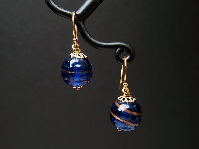 威尼斯穆拉諾琉璃珠耳環 #GE0459 - 耳環/耳夾 - 玻璃 藍色