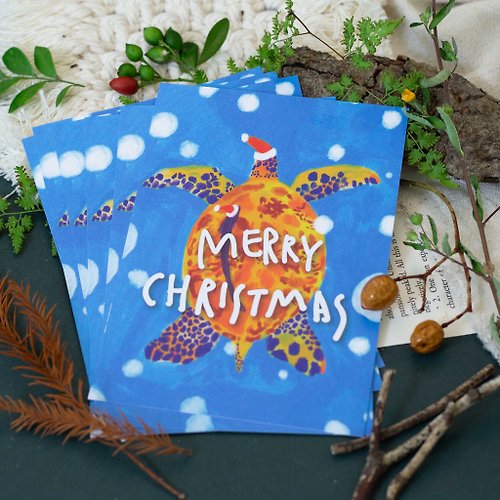 Little OH! 手工飾品 聖誕卡 海龜 海洋 聖誕禮物 卡片 交換禮物