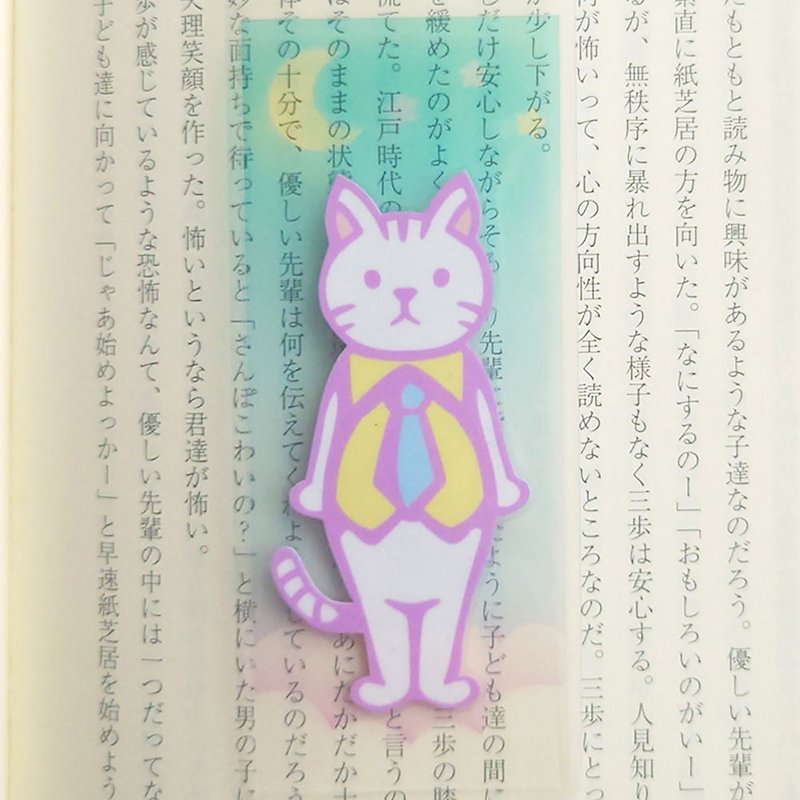 Transparent bookmark Yumekawa series, double-sided illustration // Yumekawa cat, blue - Bookmarks - Other Materials Green