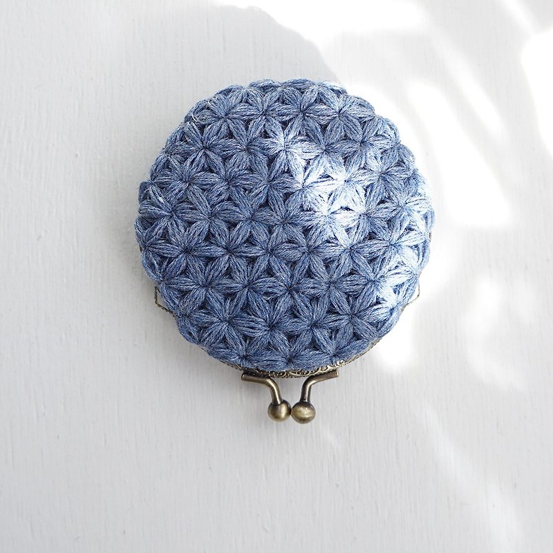 Ba-ba (m) Jasmine Stitch crochet round pouch No.C1745 - 化妝袋/收納袋 - 其他材質 藍色