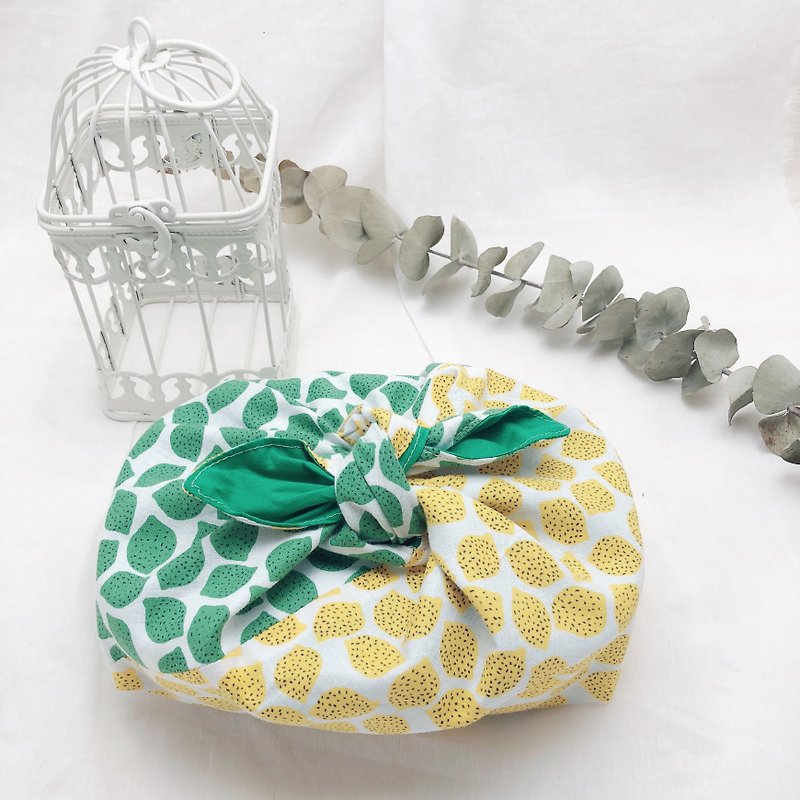 Color matching Japanese-style lunch bag bag - lemon series - Storage - Cotton & Hemp Green