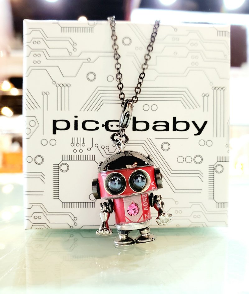 【廃棄部品リサイクル10】ロボットペンダント/ネックレス/キーホルダー - ネックレス - 金属 ホワイト
