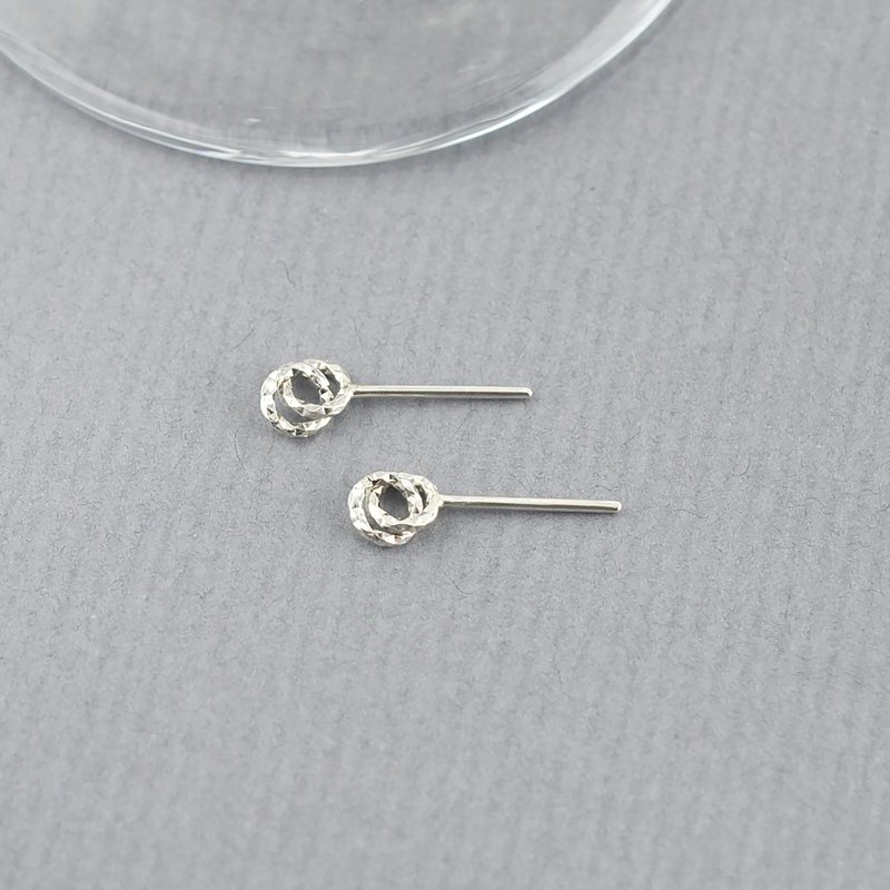 Sparkle Wire Double hoop Stud Earrings,SV925 - ต่างหู - เงินแท้ สีเงิน