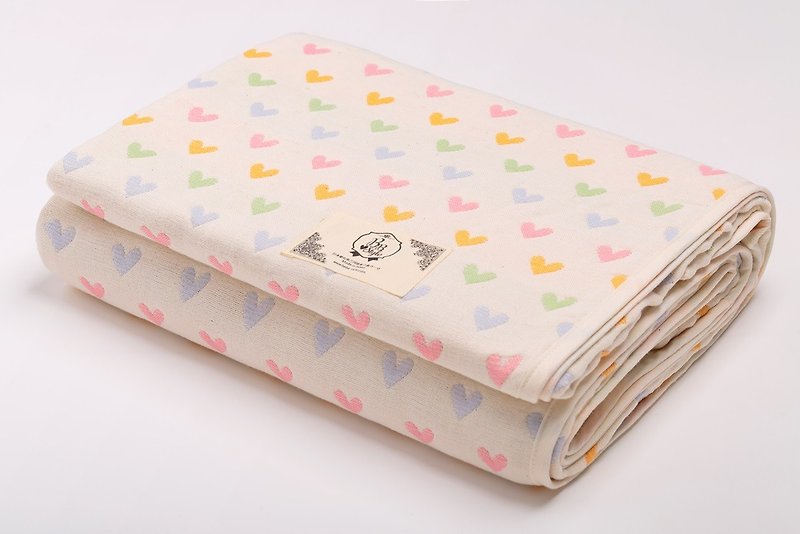 【日本製三河木綿】六重紗布被甜蜜愛心馬卡龍L號 - 其他 - 棉．麻 