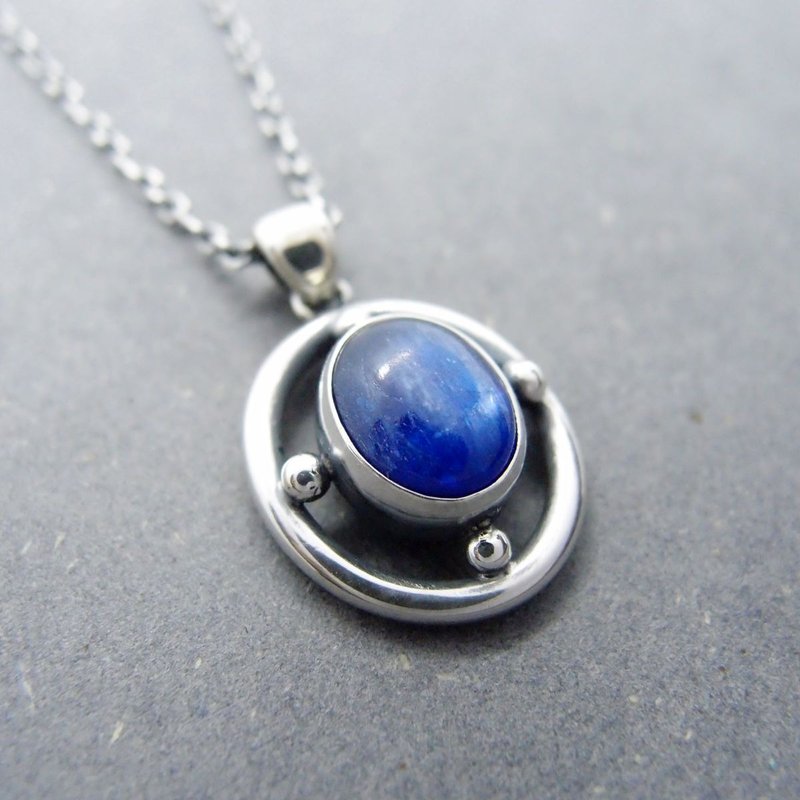 [Wheel of Time] Stone 925 Silver Necklace - สร้อยคอ - เงิน สีน้ำเงิน