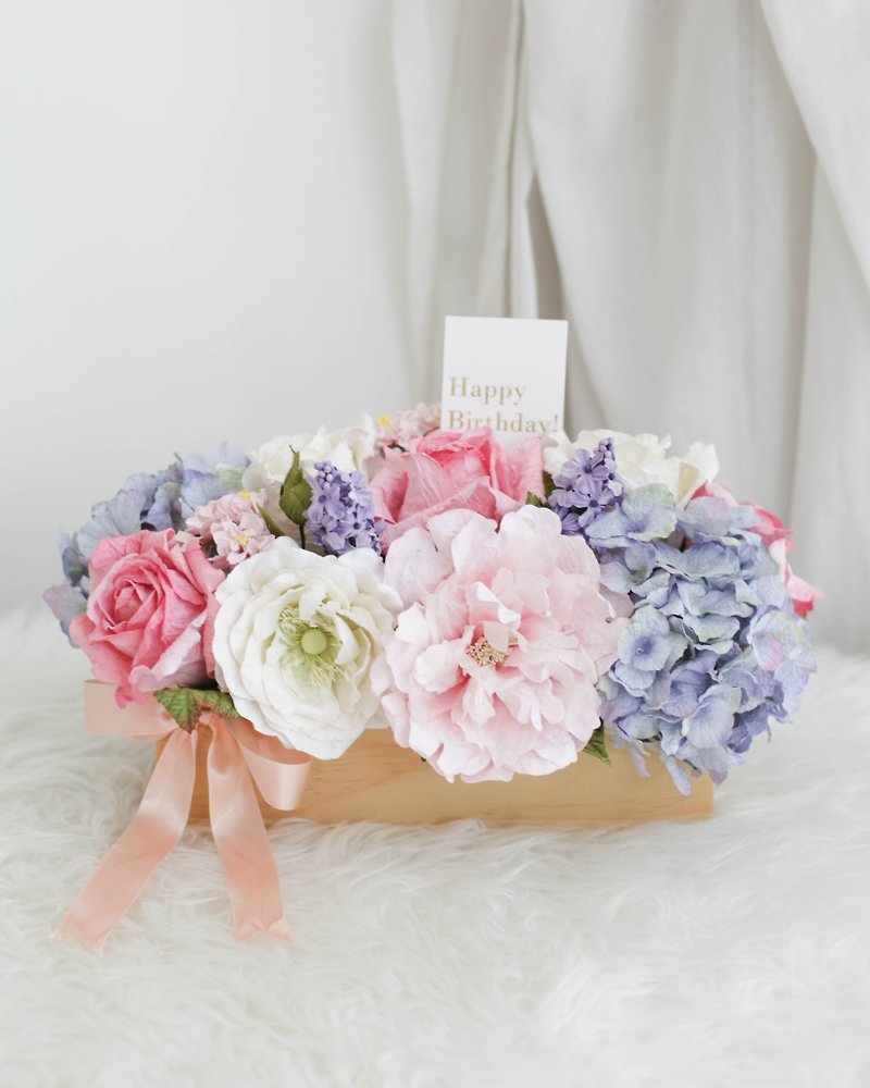 PASTEL PARADISE Dining Table Flower Pot Handmade Paper Flowers - 擺飾/家飾品 - 紙 粉紅色