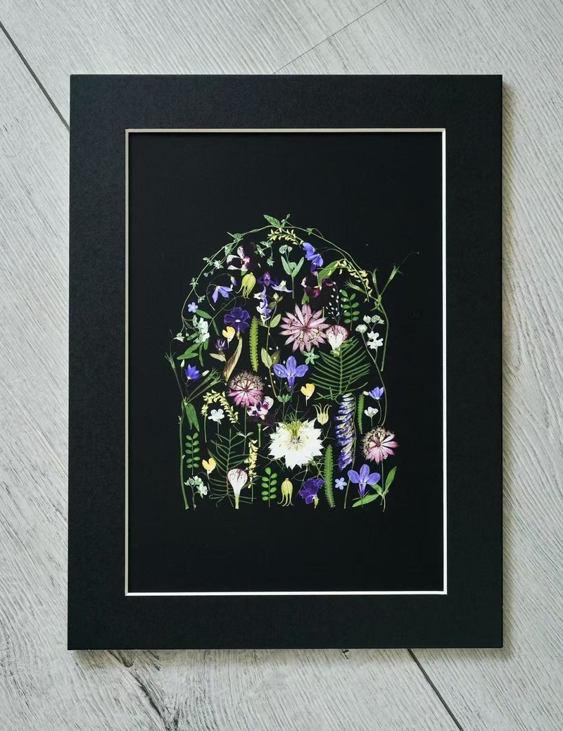 ŽIRAFA【愛麗絲的兔子洞】押花作品藝術微噴畫家居裝飾畫芯 - 海報/掛畫/掛布 - 紙 黑色