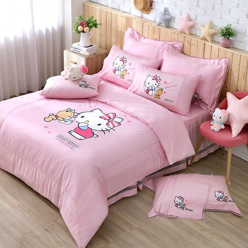 家適居家寢飾生活館 Hello Kitty-床罩/床包兩用被六件組-印刷款-正版授權-台灣製造