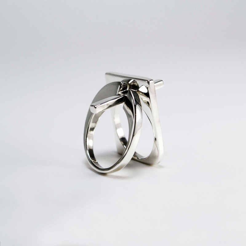 嵌戒指 - 戒指 - 純銀 銀色